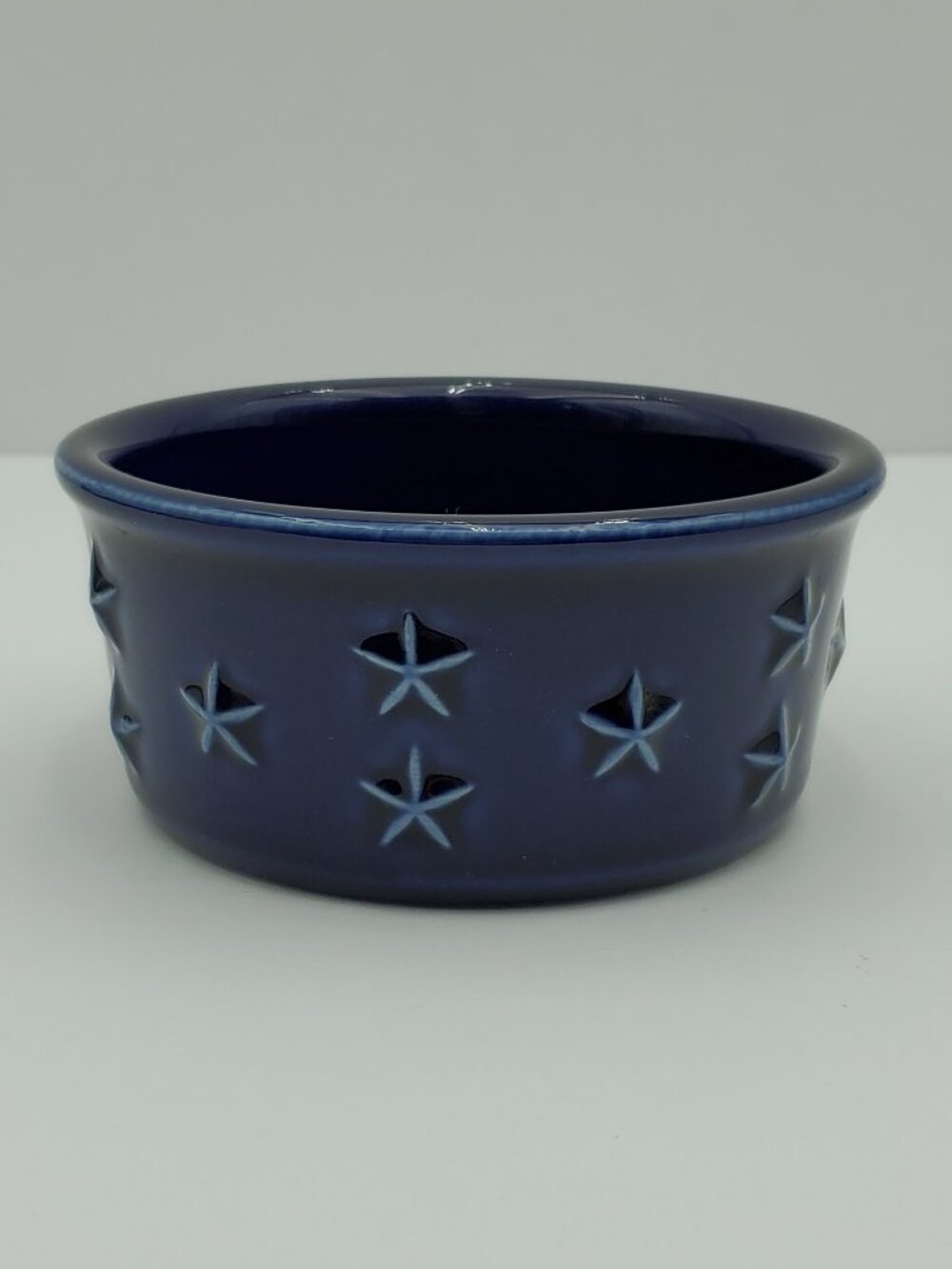 Longaberger Deep Blue Star Cutout Ceramic Bowl